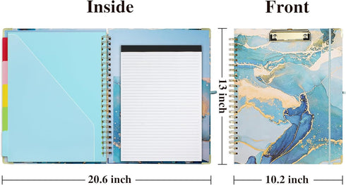 Clipboard with Storage and Refillable Notepad for Letter Size 8.5"x 11", Cute Clip Board with 5 Extra Folders and Tabs