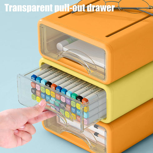 Desk Organizer with Drawers, Stackable Storage Drawers for Office Supplies, Makeup, Pencils, Chargers (4 Pack)