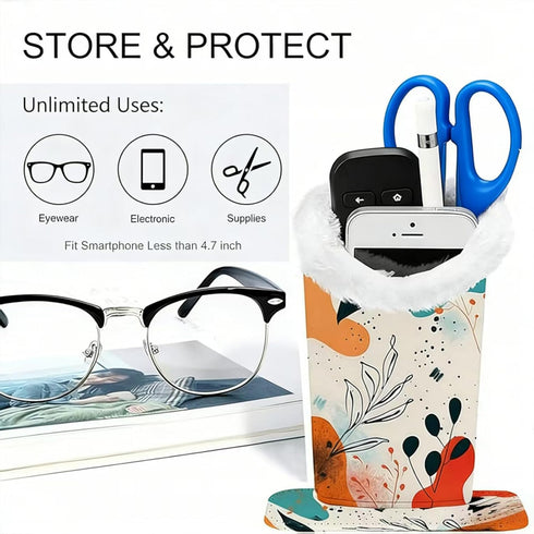 Generic Magnetic Plush Eyeglasses Holder, Glasses Stand Case, Anti-Scratch Glasses Storage Organizer for Desk