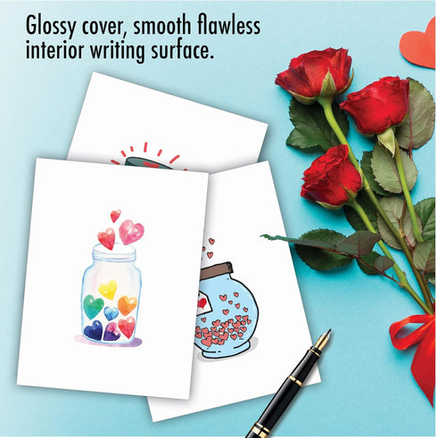 The Best Card Company 20 Assorted Valentine's Day Cards Bulk Boxed Greetings (10 Designs, 2 Each) - Love Jar