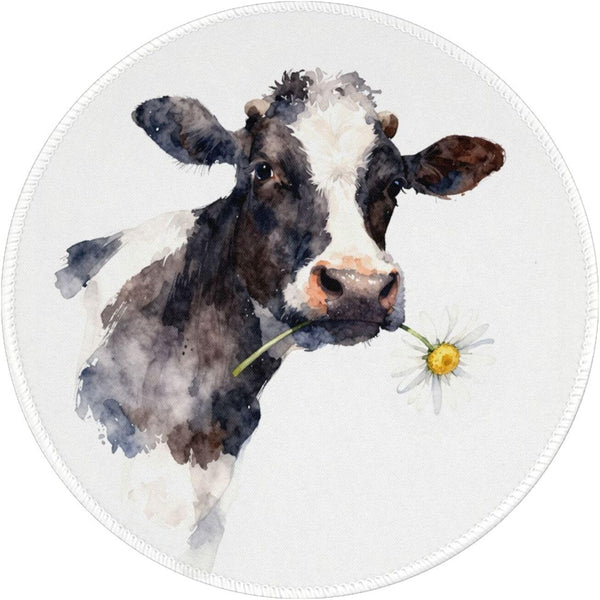 Generic Dairy Cow Mouse Pad with Stitched Edges-Cute Mousepad for Women, 8 Inch