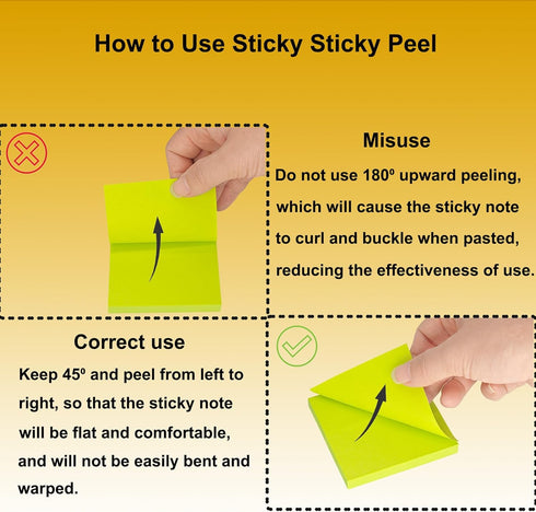 Sticky Notes, 3x3 Inches, Bright Colors Adhesive Sticky Pads, 80 Sheets/Pad, 8 Pads/Pack for Office, Home, School.