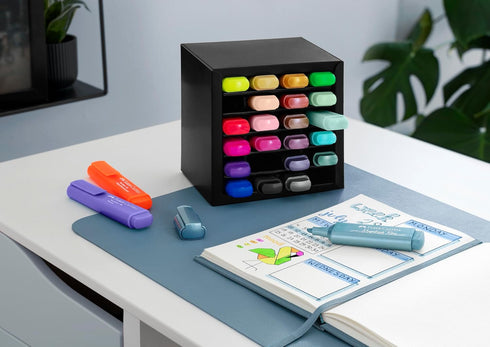 Set 24 Set Faber-Castell Highlighter Desk - Assortment of Chisel Tip Markers, Metallic, Neon, and Pastel - Thin No