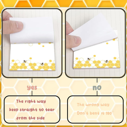 Bee Sticky Notes 9 Pieces, 3x3 Inch Cute Bee Note Pads for School Office Home Supplies