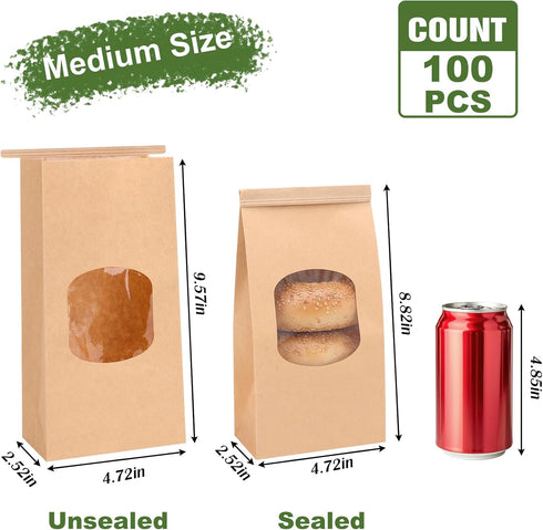120pcs 13.7x8.3x3.5 Inches 100pcs 4.5x2.36x9.6in, Moretoes Bread Bags for Homemade Bread Bundle with Medium Bakery