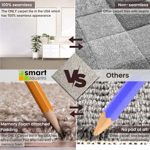 Smart Squares in A Snap Premium Carpet Tiles 8x8 Inch, Soft Padded, Peel and Stick for Easy DIY Installation (Sample)