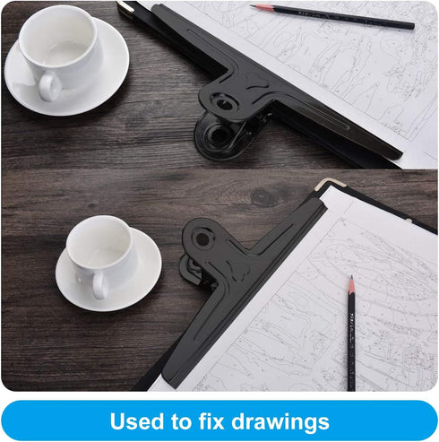 Extra Large Bull Clips, Stainless Steel, 2 Pcs 30cm XXL Jumbo Black Metal Binder Clips for Office