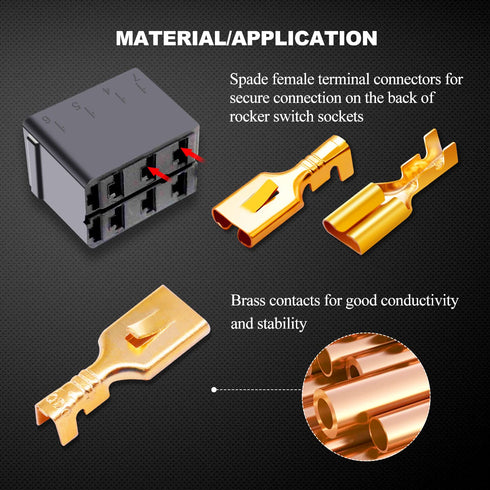 Twidec/200PCS 6.3mm Female Spade Connector, Quick Splice Crimp Terminals for Electrical Wiring