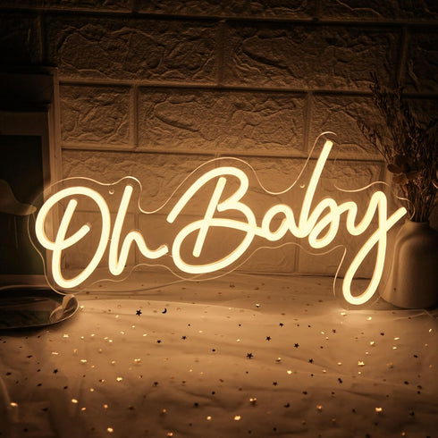 Oh Baby Neon Sign for Backdrop, Baby Shower LED Neon Lights for
