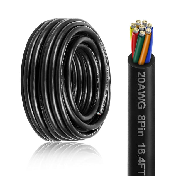 16.4FT 20AWG 20 Gauge 8 Conductor Electrical Wire, PVC Thermostat Wire, Low Voltage Flexible Cord for LED Lighting