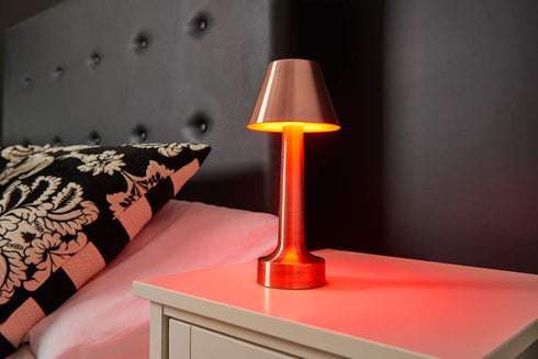Dimmable Auraglow Copper Aluminium Rechargeable Remote-Controlled Colour Changing LED Table Lamp - Perfect for Bedside