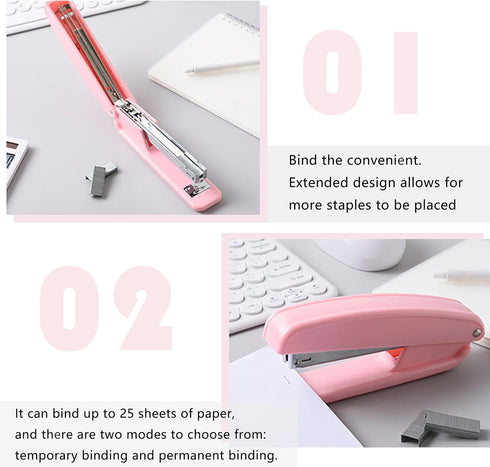 Pink Office Supplies Set with Desk Organizers and Accessories: Stapler, Pen Holder, Phone Holder, Scissors, Ruler, 30
