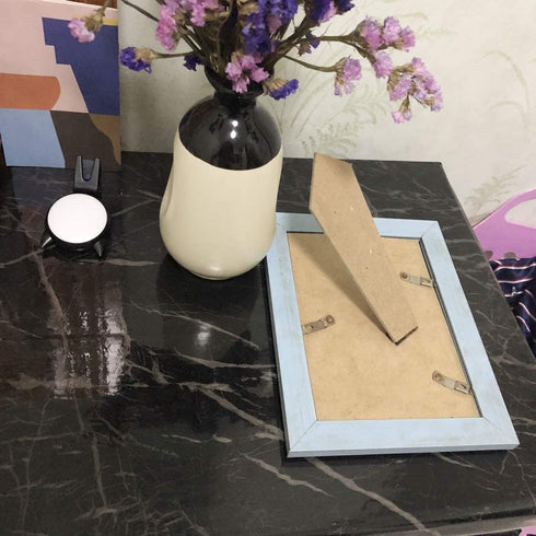 RANRAN Marble Contact Paper Granite Black Roll, Self Adhesive Peel and Stick Wallpaper for Kitchen Countertop Cabinet