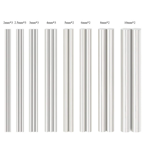 Diameter 2-10mm Aluminum Round Rods Bar for Knife Handle Material, 20PCS for DIY Craft