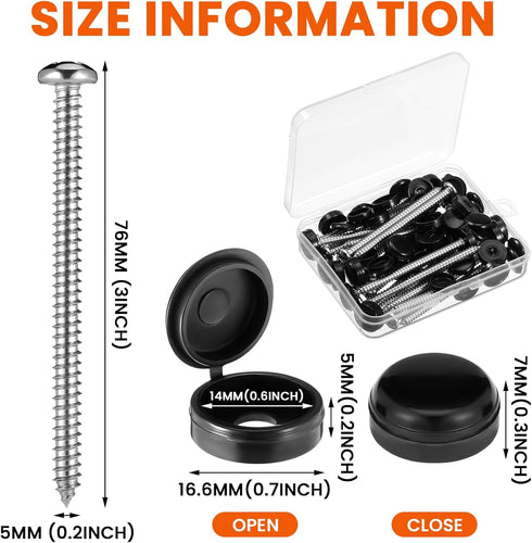 Zhengmy 48 Set 3 Inch 304 Shutter Fasteners Shutter Pins Screws and Caps Bulk Metal Stainless Steel Screws with Vinyl