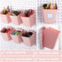 Namalu 12 Pack Peg Board Storage Bins - Square Box Shape with Labels and Hooks for Craft Room Wall Holder, Pink