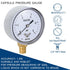 0-5 Psi Low Pressure Gauge, 2-1/2" Dial Size, 304 Stainless Steel Case, 1/4" NPT Lower Mount for Water Air Tire Test