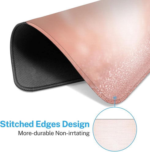Rose Gold Square Mouse Pad, 9.5" x 7.9", Pink for Notebooks with Non-Slip Rubber Base