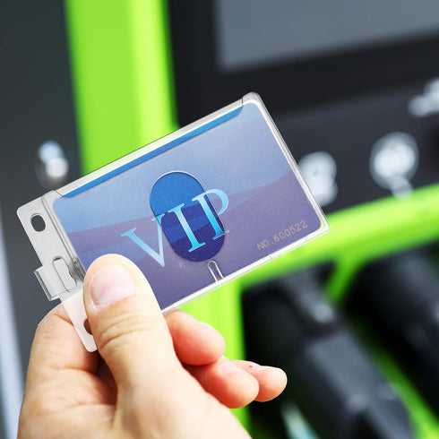 Hard Plastic Card ID Badge Holder with Keyring, Heavy Duty Clear Card Holder, Secure Credit Card ID Holder Keychain (20