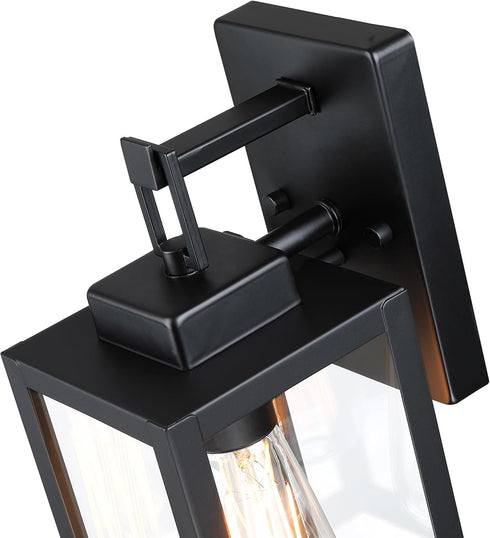 12 Lights-12 Inch Black Wall Sconce Outdoor Wall Light,Exterior Sconce Steel and Glass Outdoor Porch Light, Black