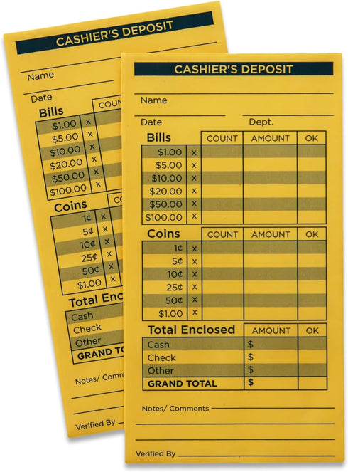 Cashier's Deposit Envelopes, Cash Drop Envelopes, 500, Brown