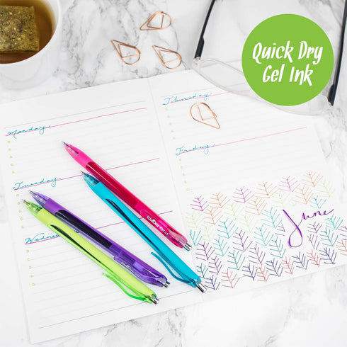 WallDeca Colored Gel Pens Set - 12 Count - Fine Point Gel Pens for Note Taking and Everyday Writing
