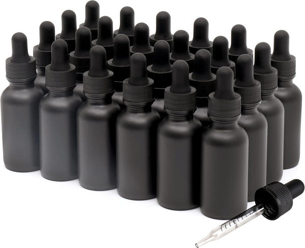 24 Pack, 1oz Glass Dropper Bottle, Frosted Black Tincture Bottles with Dropper for All Kinds of Liquids