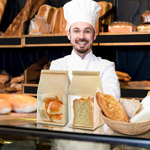 50 11 5.1 3.9 Inches Packaging Ohuimrt PCS Bread Bags for Homemade Breads, x x Bakery Bags with Tin Tie Tab Lock