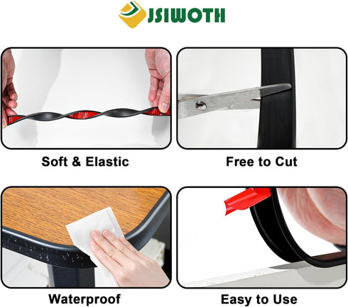 U-Shape Veneer Edge Banding, 16.4 Ft Self Adhesive Trim, Flexible TPE Edge & Corner Protector for Countertop (1.0 in,
