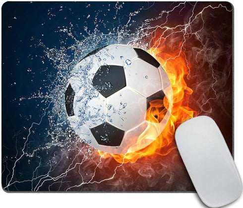 Flaming Soccer Fire and Water Mousepad - Non-Slip Rubber Gaming Mouse Pad, Rectangle Mouse Pads for Computers Laptop