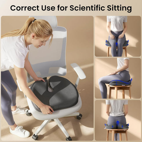 Tailbone ZZ-WELL Seat Cushions for Office Chairs, Car Seat - Patented Coccyx Cushion for Pain - Memory Foam Butt