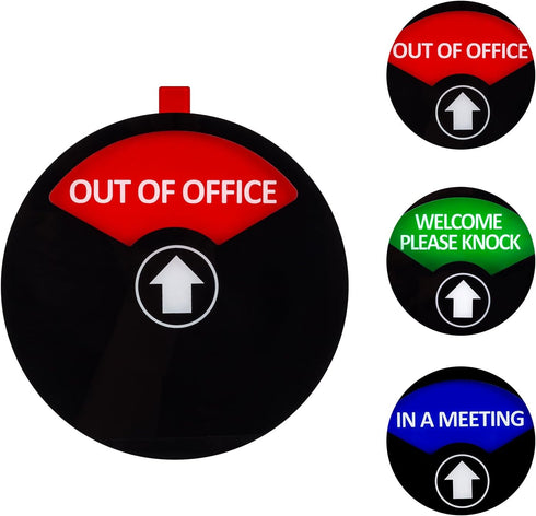 Kichwit Privacy Sign for Office, In a Meeting, Out of Office, Welcome Please Knock, 5 Inch, Black