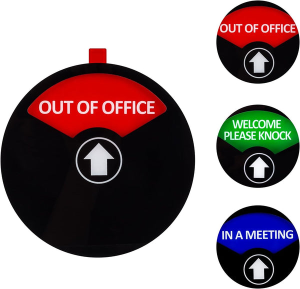Kichwit Privacy Sign for Office, In a Meeting, Out of Office, Welcome Please Knock, 5 Inch, Black