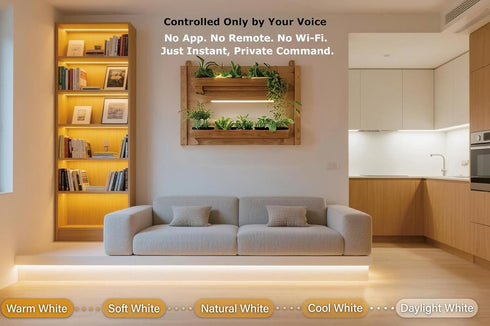 Dimmable 2700-5000K, 16.4ft, AI Voice Activated Under Bed Lights Strip, White Kids Smart Night Lights Strong Adhesive