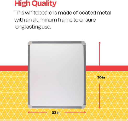 School Smart 70628 Magnetic Dry Erase Board, Large, 30 x 23 Inches, Aluminum Frame