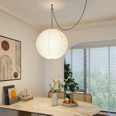 19.68" Lampshade(1 Pack) White Round Paper Lanterns, Chinese/Japanese Paper Lantern Pendant Light, Large Hanging Paper