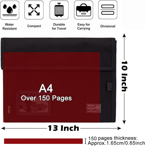 Rough Enough Expanding File Folder, Portable Document Bag Organizer for Office Travel in Black Cordura
