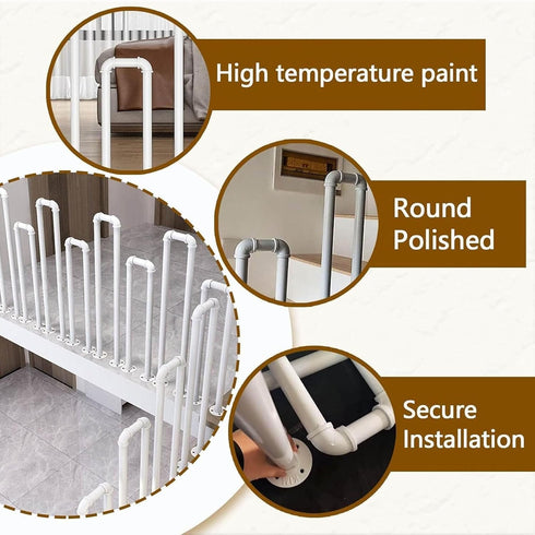 PAUANI 1PCS Villa(White,45cm) U-Shaped Metal Stair Railing Kit, Industrial Stair Handrail, Non-Slip Safety Elderly