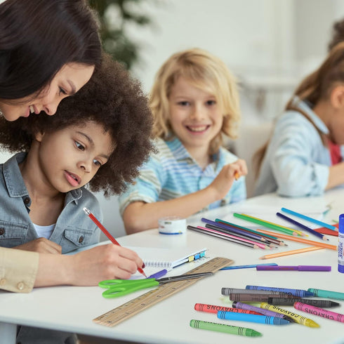 Geyoga 204 Pcs School Supplies for Kids, Bulk Back to School Supply Kit with Notebook, Crayon, Pencil, Scissors, Ruler
