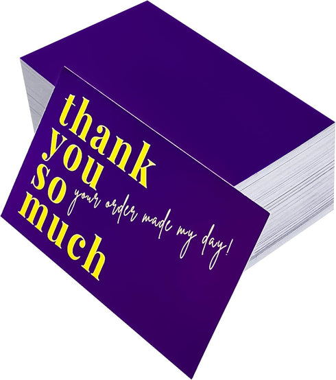 RXBC2011 2x3.5 Inches Pack 100 Your order made my day Cards Thank you card of Purple