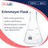 Conical Flask Set, 150mL Glass Erlenmeyer Flasks, Narrow Mouth, 3.3 Borosilicate Glass (case of 6)