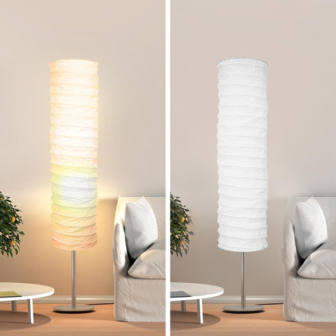 37-Inches Paper Floor Lamp Shade Replacement, Tall Foldable Floor Light Cover Replacement Japanese Style Rice Paper