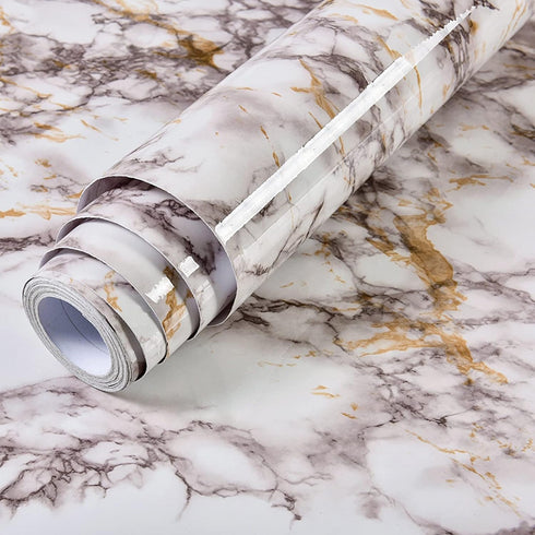VIOPVERY White Marble Peel and Stick Wallpaper 15.7"x197" - Waterproof Self-Adhesive Contact Paper for Kitchen Desk and