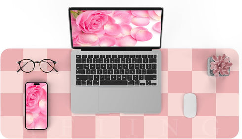 Non-Slip Pink Desk Pad, Waterproof PU Leather Desk Protector, Large Blotter, Easy Clean Laptop Writing Mat