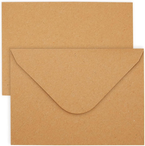 Juvale Kraft Paper Invitation Envelopes 4x6, A6 V Flap Brown Envelopes for Weddings, Baby Showers, Thank You Cards