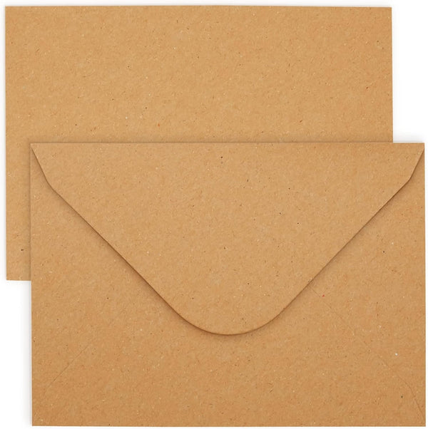 Juvale Kraft Paper Invitation Envelopes 4x6, A6 V Flap Brown Envelopes for Weddings, Baby Showers, Thank You Cards