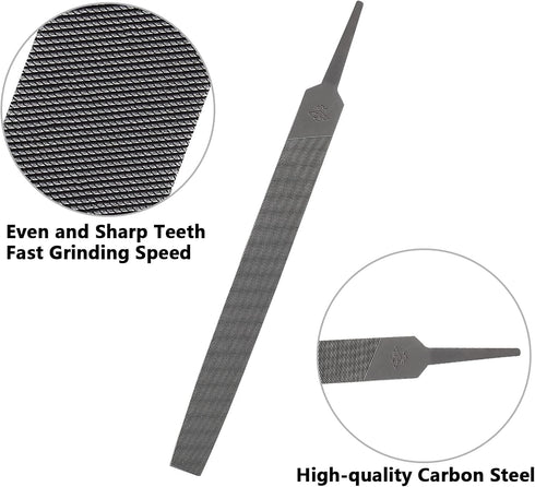 6 Inch Flat Medium Cut File, High-Carbon Steel Double Cut Teeth Single Hand File Without Handle Suitable for Wood, Metal, Sharpening by Bivethoi