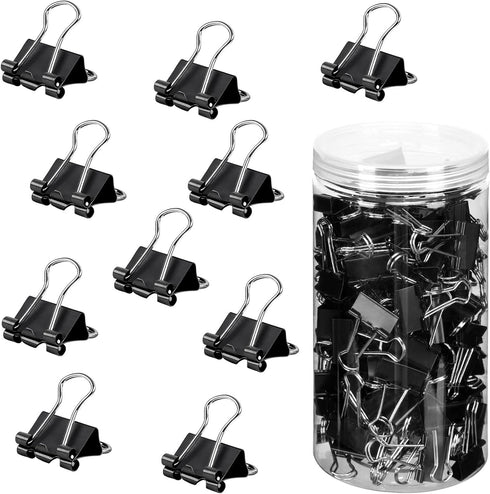 JANYUN 150Pcs Medium Binder Clips, 25mm/1 Inch Large Paper Clamps for Office School Home Supplies (Black)