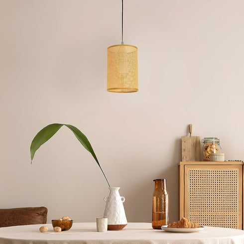 E27 8.07 5.51 5.51 Inch SEWACC Rustic Rattan Woven Light Cover, Desk Lamp Cover, Indoor Lampshade, Lamp Shade, Light