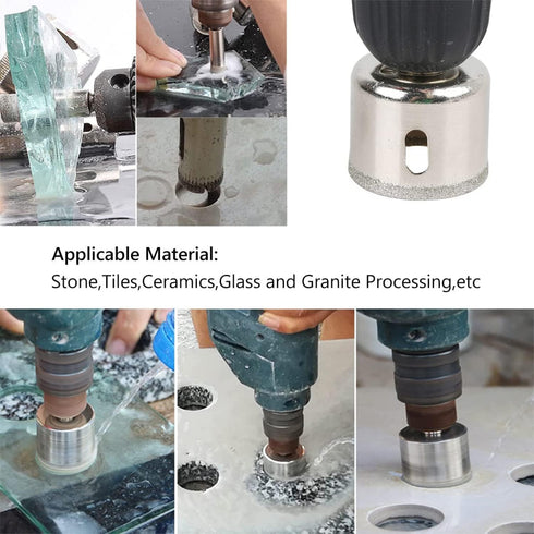 Glass Drill Bit Set, 5 pcs Diamond Hole Saw Remover Tool for Glass Marble Granite Fiberglass Ceramic Tile 3 8in 0.4IN